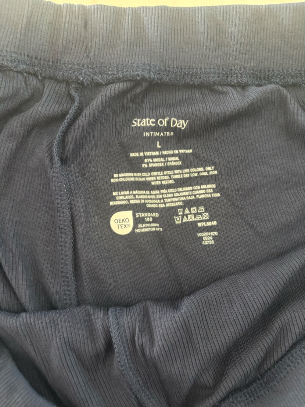 State of Day Ribbed-Knit Pajama Set of 2, Created for Macy's - Navy Blaze Large - Picture 3 of 3